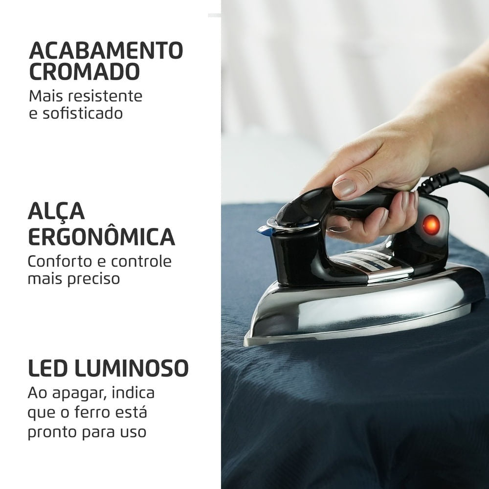 Ferro de Passa Roupa a Seco FS-01-BI Mondial 1250W Ferro de Passa Roupa a Seco FS-01-BI Mondial 1250W